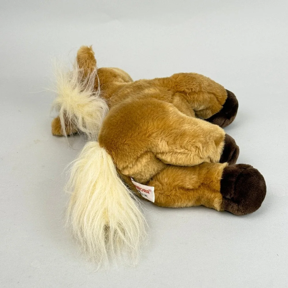 Aurora Horse Pony Toy Plush Tan White Blonde Stuffed Animal 12 Inch